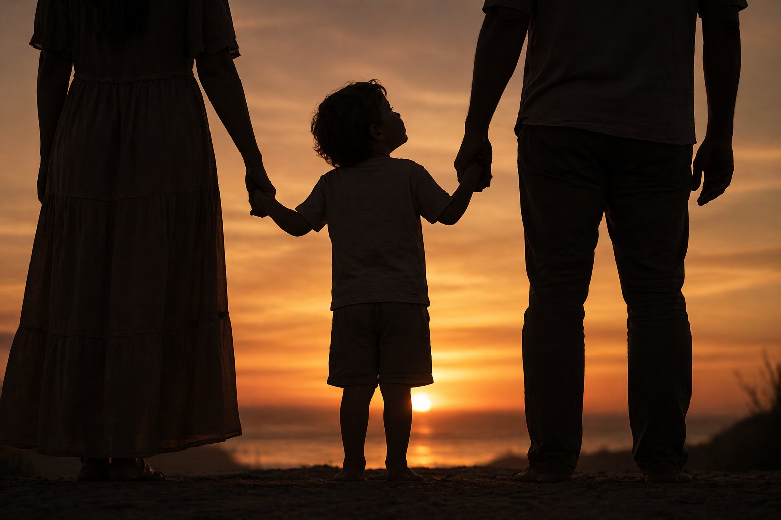 Family at sunset